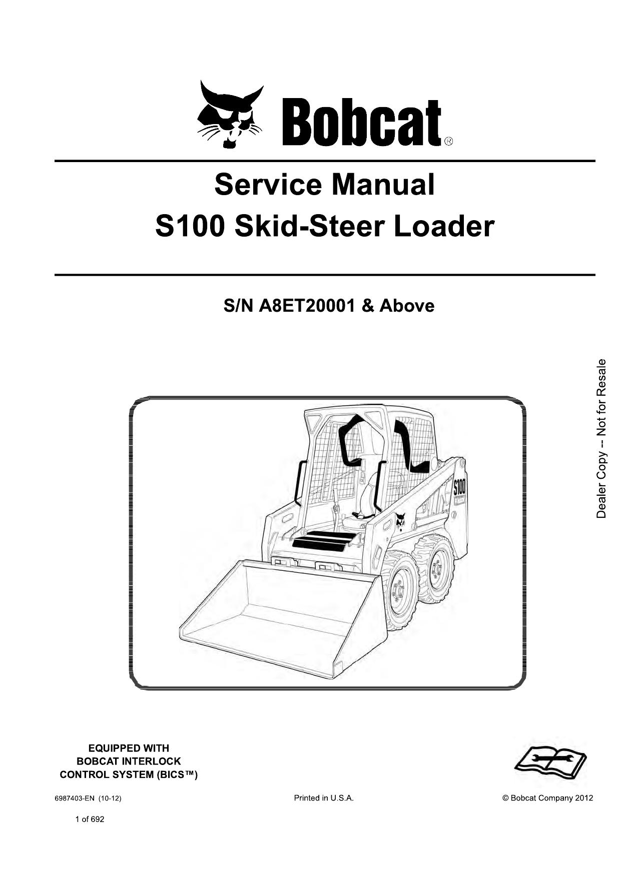 S100 Skid-Steer Loader Service Manual Bobcat 4